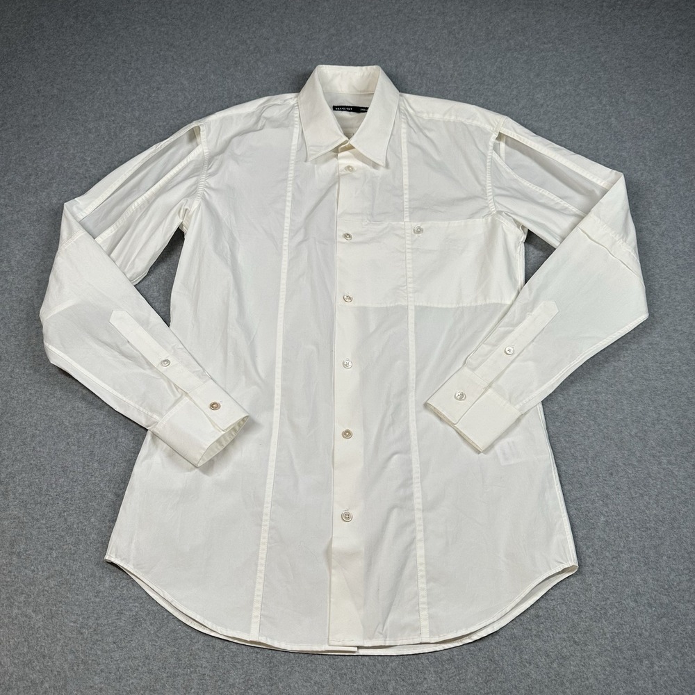 NICOPANDA Deconstructed White‎ Cotton Cutout Button Shirt Womens M Designer